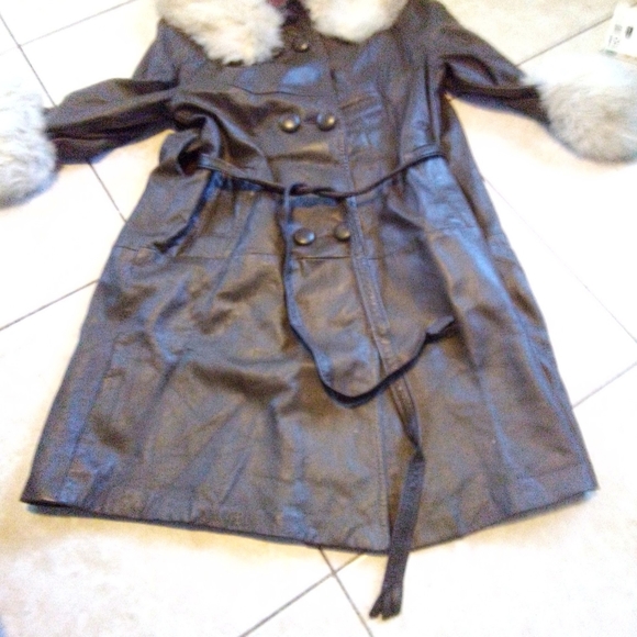Vintage , Hunter Green leather coat - Picture 1 of 7
